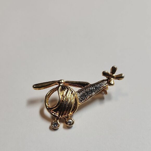 Gold and Silver Helicopter Brooch - Picture 1 of 5